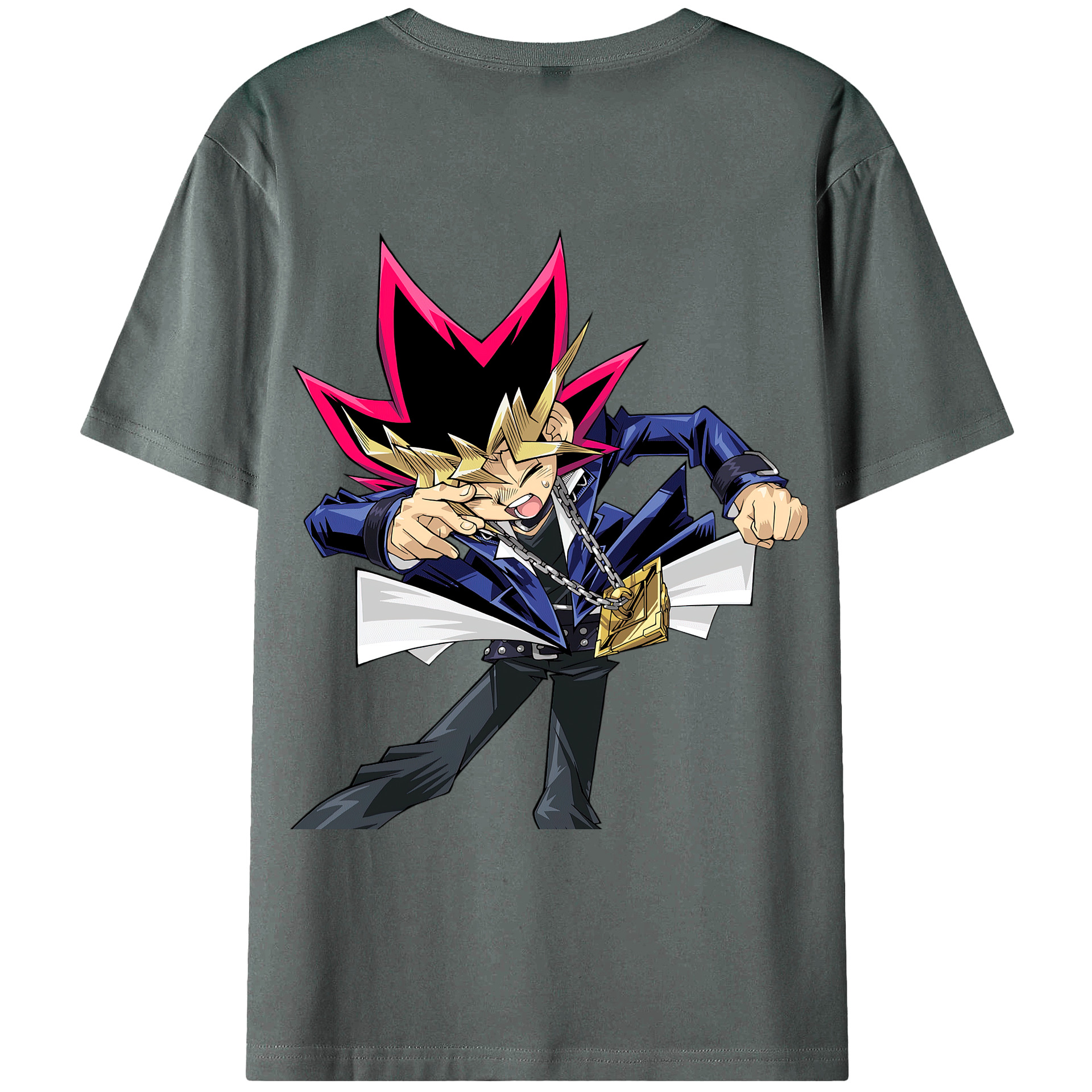 （画像用） 遊☆戯☆王 Yu-Gi-Oh! 綿100％ メンズ半袖Tシャツ（バックプリント） 通気性